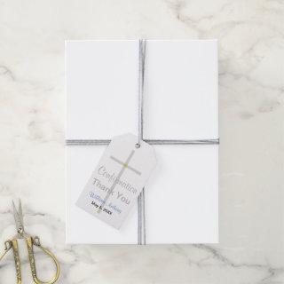 Elegant Confirmation Thank Your Silver Cross Blue Gift Tags