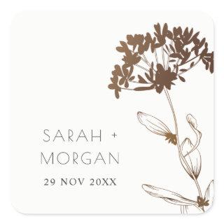 ELEGANT COPPER FOIL HYDRANGEA FLORAL WEDDING  SQUARE STICKER