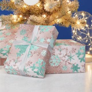 Elegant Copper & Mint Christmas Snowflake Pattern