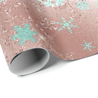Elegant Copper & Mint Christmas Snowflake Pattern
