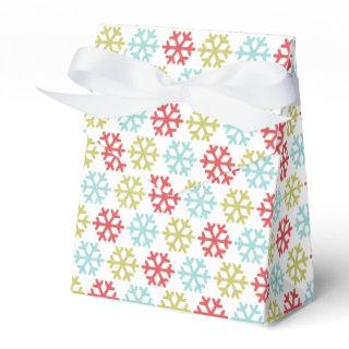 Elegant Coral Pink Red Mint Blue Green Snowflakes Favor Boxes