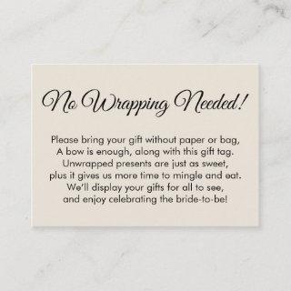 Elegant, Cream No Wrapping Needed! Bridal Shower Enclosure Card