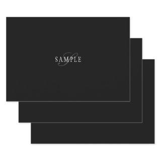 Elegant Customizable Monogram | Black Grey White  Sheets
