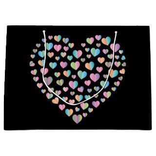 Elegant Cute Colorful Heart Pattern Design Large Gift Bag