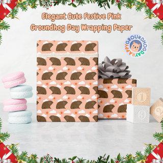 Elegant Cute Festive Pink Groundhog Day
