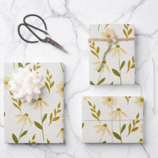 Elegant Daisy Floral Design Ivory Greenery Branch  Sheets