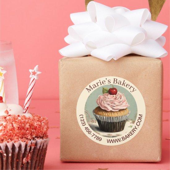Elegant Dessert Baker Cake Caterer Cupcake Bakery Classic Round Sticker