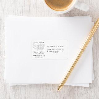 Elegant Destination Floral Save The Date Label