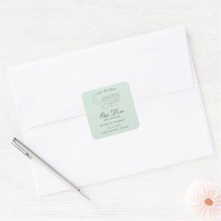Elegant Destination Floral Save The Date Square Sticker