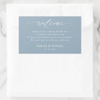 Elegant Dusty Blue Wedding Welcome Gift Rectangular Sticker