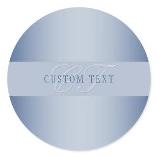 Elegant Editable Monogram Script Writing | Blue Classic Round Sticker