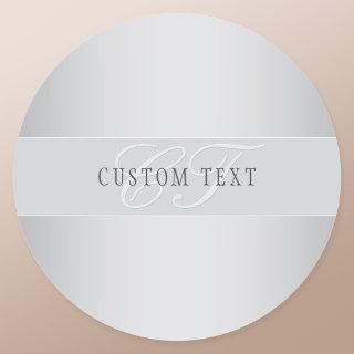 Elegant Editable Monogram Script Writing | Grey Classic Round Sticker