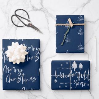 Elegant Electric Blue Merry Christmas Quote Gift  Sheets