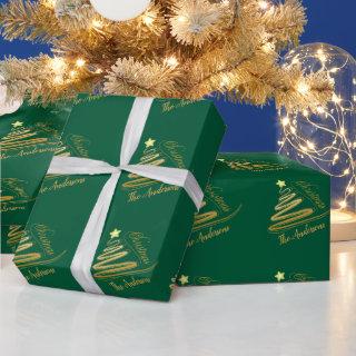 Elegant Emerald Green Gold Foil Christmas Tree