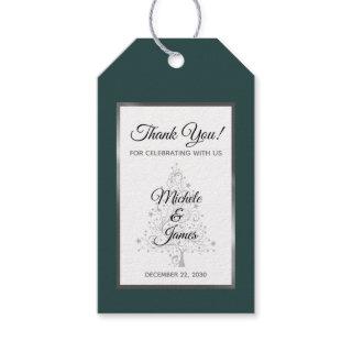 Elegant Emerald Green Silver Winter Wedding Gift Tags