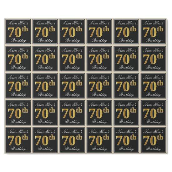 Elegant, Faux Gold 70th Birthday + Custom Name