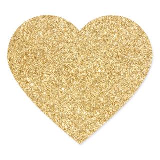 Elegant Faux Gold Glitter Heart Sticker