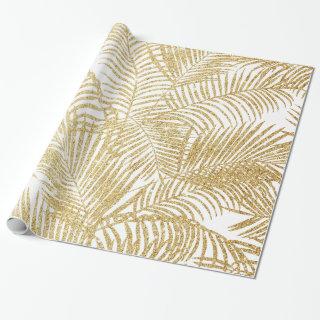 Elegant faux gold glitter tropical plants pattern