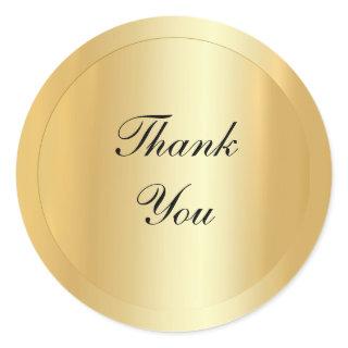 Elegant Faux Gold Modern Template Thank You Text Classic Round Sticker
