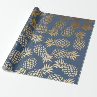 elegant faux gold tropical pineapple pattern