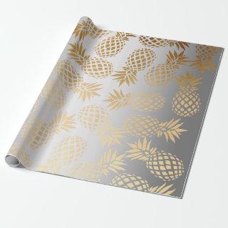 elegant faux gold tropical pineapple pattern