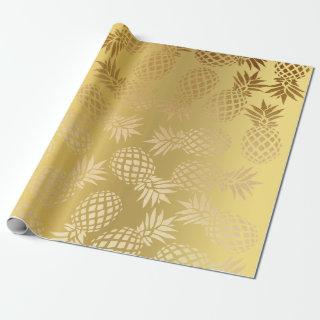 elegant faux gold tropical pineapple pattern