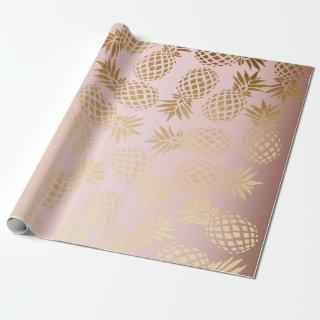elegant faux rose gold tropical pineapple pattern