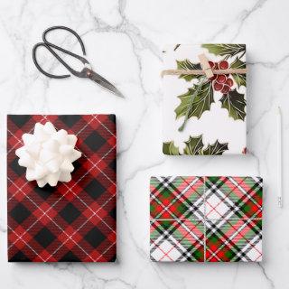 Elegant Festive Christmas Plaid and Holly  Sheets