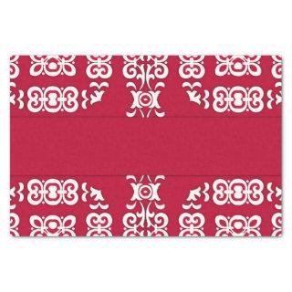 Elegant Festive Red and White Damask Pattern Tissue Paper