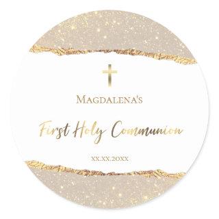 elegant First Holy Communion  Classic Round Sticker