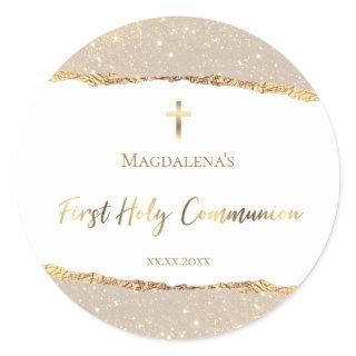 elegant First Holy Communion  Classic Round Sticker