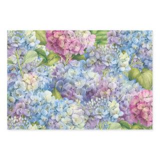 Elegant Floral Blue and Pink Hydrangea Pattern  Sheets
