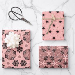 Elegant Floral & Star Pattern Set in Blush Tones  Sheets