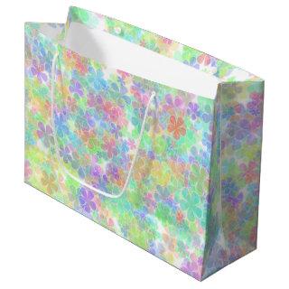 Elegant Floral Template Abstract Flowers Colorful Large Gift Bag