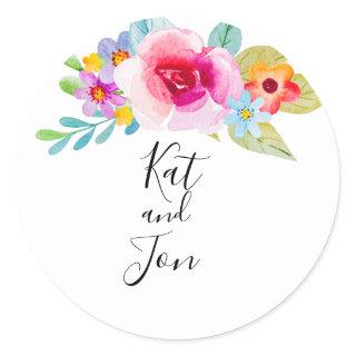 Elegant Floral Wedding Classic Round Sticker