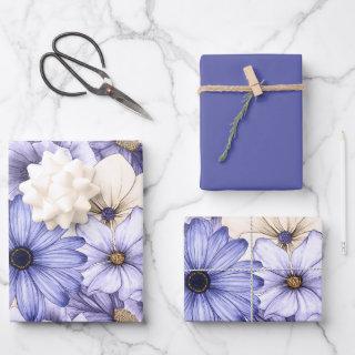 Elegant Florals Pattern Purple Cream Lilac  Sheets