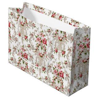 Elegant French Rococo Floral-White Background Large Gift Bag