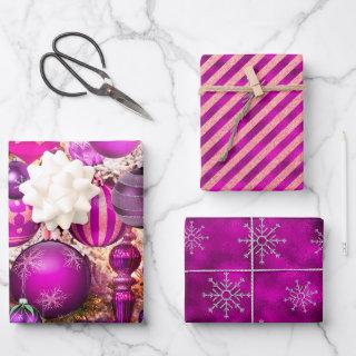 Elegant fuchsia Christmas ornaments holidays   Sheets