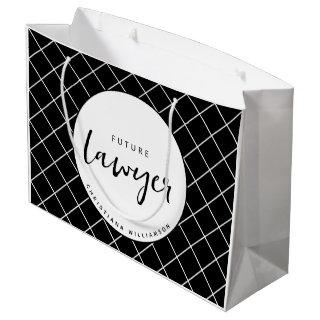 Elegant Future Lawyer Check Pattern Personalized Large Gift Bag