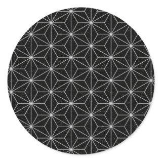 Elegant Geometric Pattern -Silver & Black- Classic Round Sticker