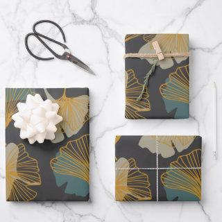 Elegant Ginkgo Leaves Pattern in Autumn Fall Color  Sheets