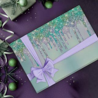 Elegant girly dripping faux turquoise glitter  sheets