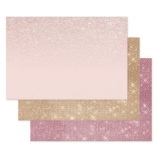 Elegant Girly Rose Gold Pink Glitter Ombre  Sheets
