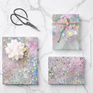 Elegant Glitter Sparkle Confetti Modern Pink  Sheets