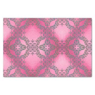 Elegant Glittery Damask Pattern On Pink Metallic Tissue Paper