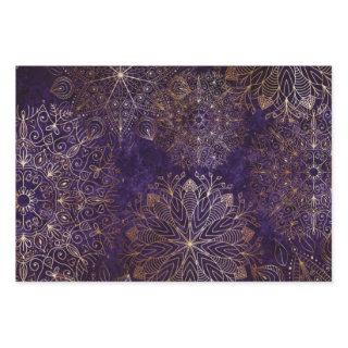 Elegant Gold and Purple Floral Mandala Pattern Wra  Sheets