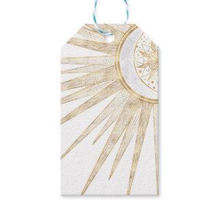 Elegant Gold Doodles Sun Moon Mandala Design Gift Tags