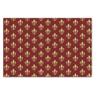 Elegant Gold Fleurs de lys Dark Red Tissue Paper