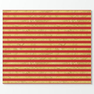 Elegant Gold Foil and Red Stripe Pattern