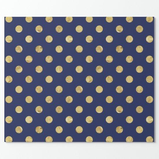 Elegant Gold Foil Polka Dot Pattern - Gold & Blue